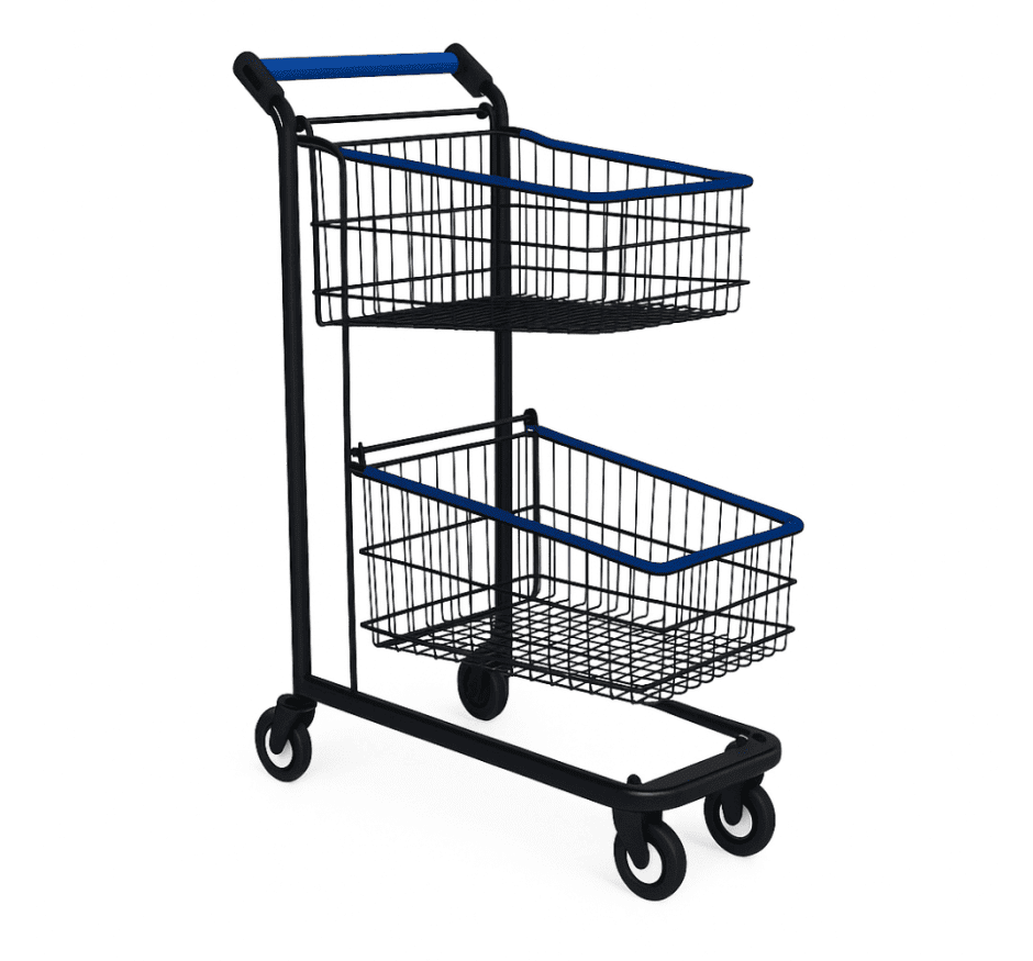 Carrinho de Supermercado Duplo Cesto 70LT Gold Line Pintado Minascar