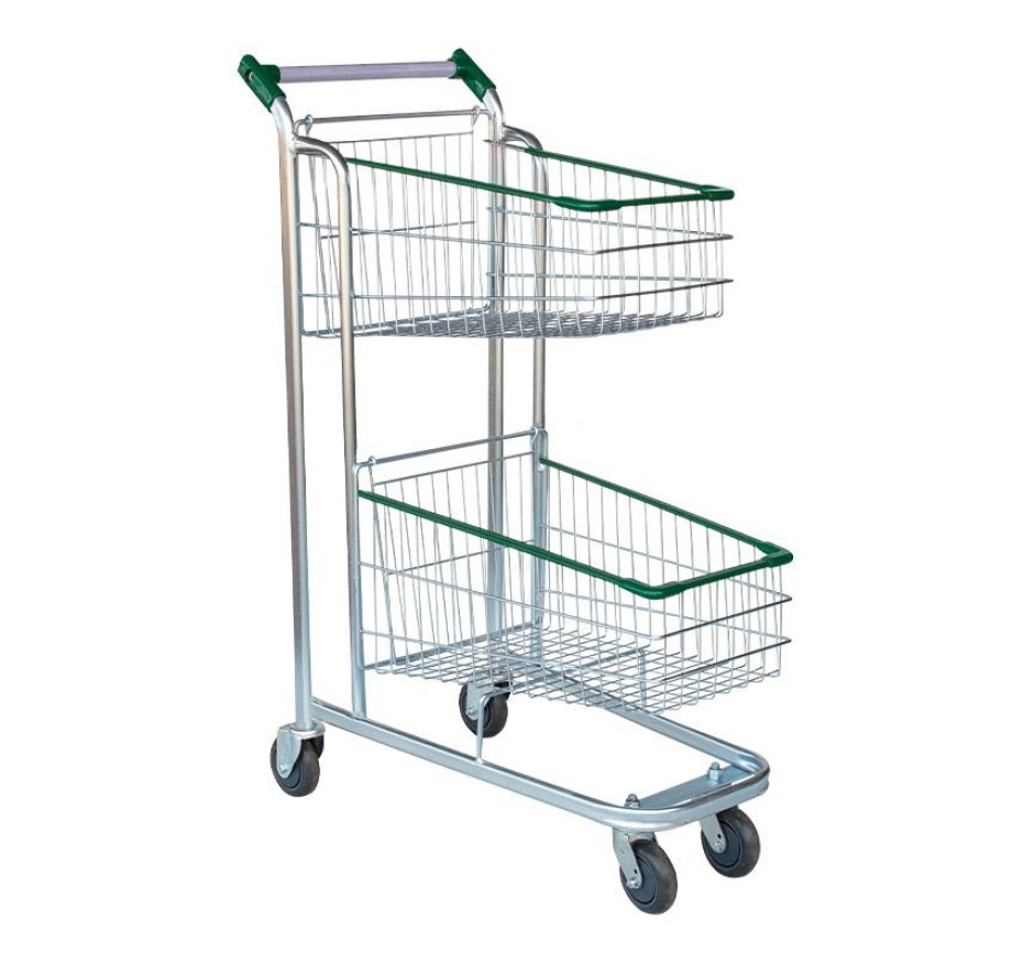 Carrinho de Supermercado Duplo Cesto 70LT Gold Line Zincado Minascar