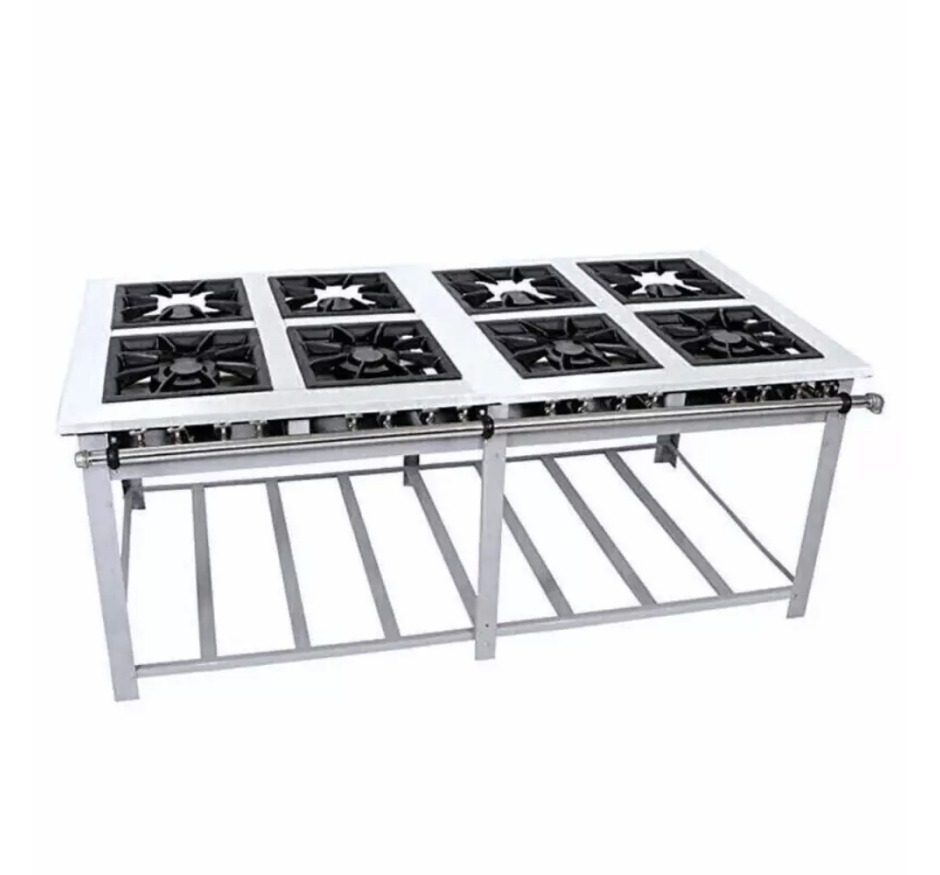 Fogão Central Maxi Venâncio 40×40 Inox 8 Bocas MI8 – Baixa Pressão