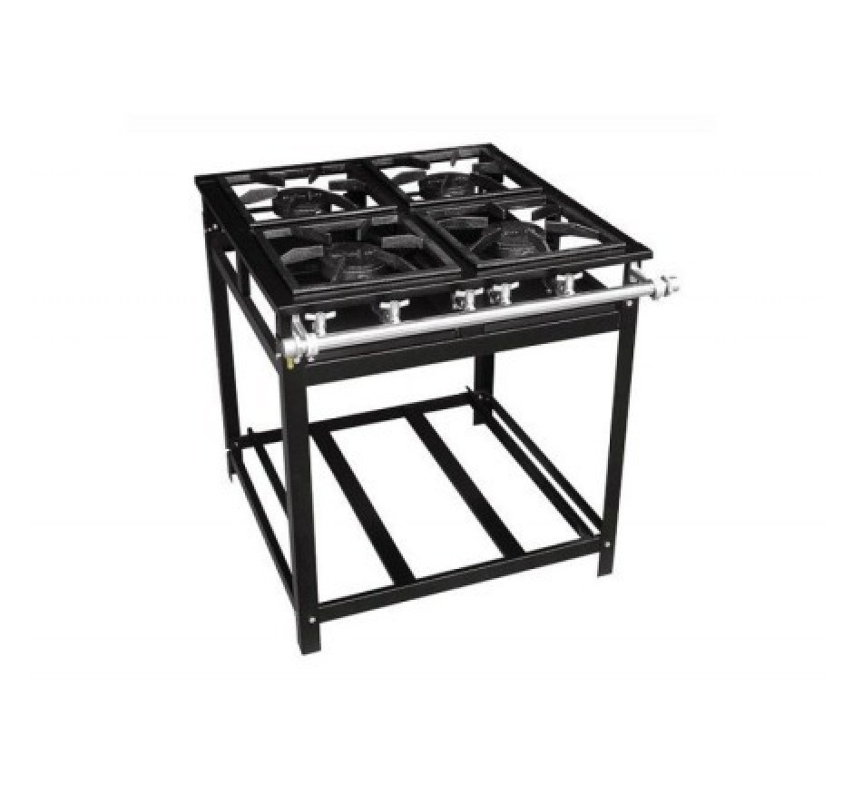 Fogão Industrial 4 Bocas 30x30 QS Economy Alta Pressão Cristal Aço