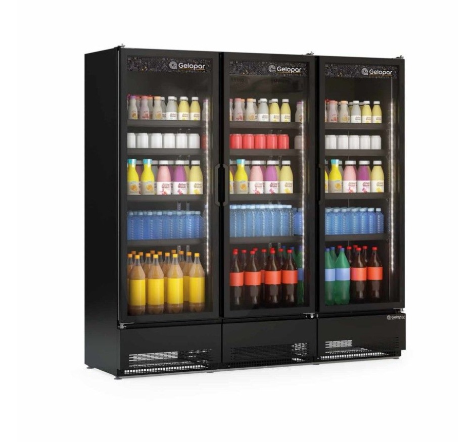 Refrigerador Expositor Vertical 1468 Litros Gelopar Linha Carbono GCVR-1450/CB/PR/220v