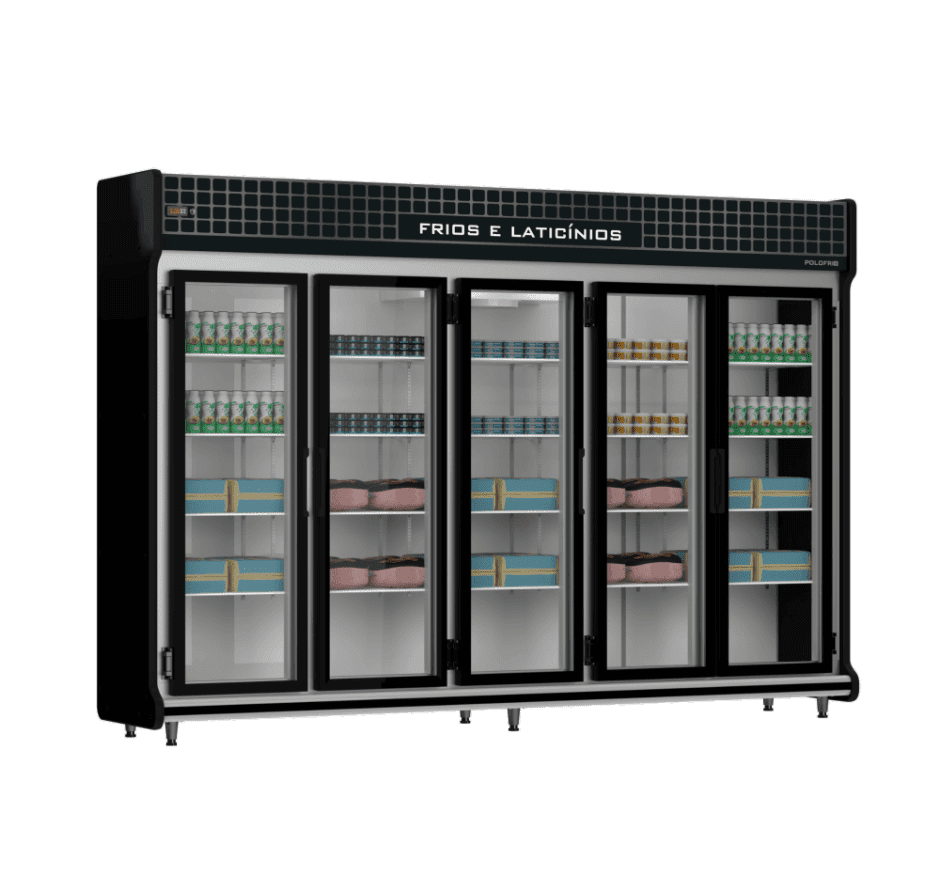 Expositor Refrigerado Auto Serviço Polofrio 3,00m 5 Portas 2157 220v