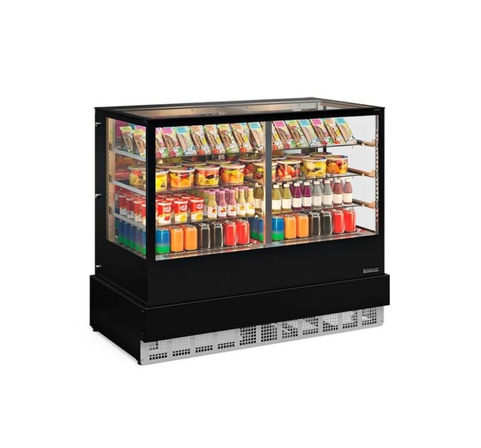 Vitrine Refrigerada Dupla Ação Gelopar 1,50m Linha Gourmet Vidro Reto GGER-150 PR-220v