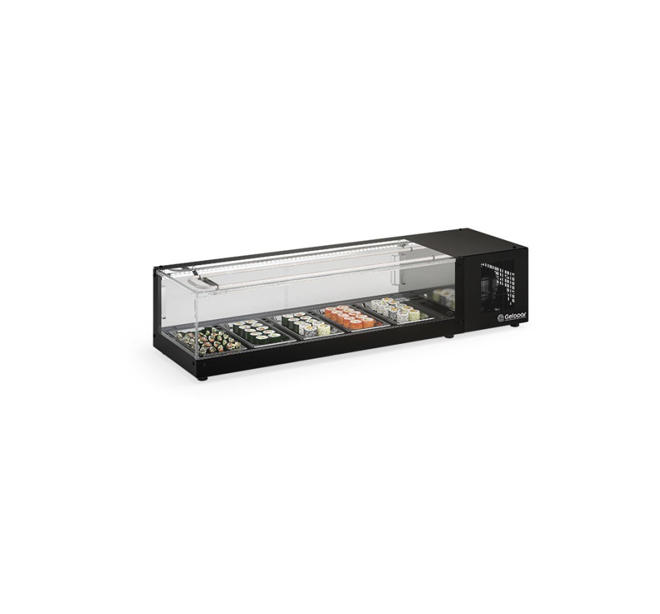 Vitrine Refrigerada de Bancada sem Bandejas 1,38cm Gelopar com LED GVRS-150-PR 220V