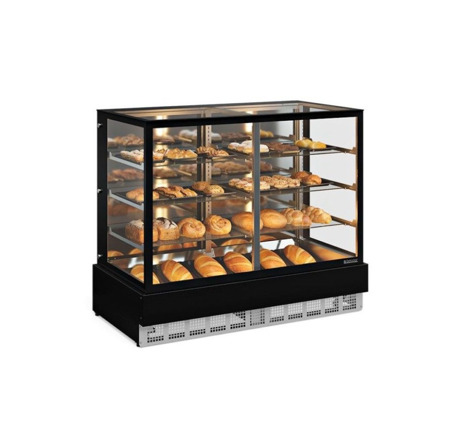 Vitrine Neutra Gelopar 1,50m Linha Gourmet Vidro Reto MGEN-150 PR-Bivolt