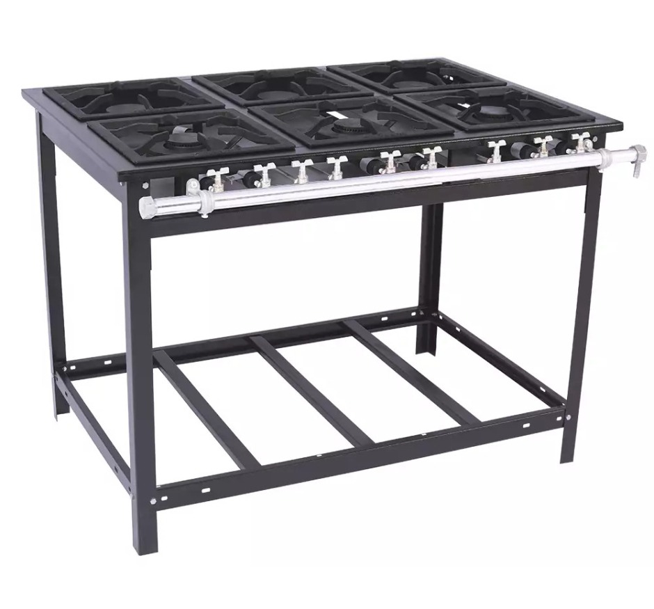 Fogão Industrial 6 Bocas 3QS/3QD 30x30 Linha Extra Baixa Pressão Venâncio E6
