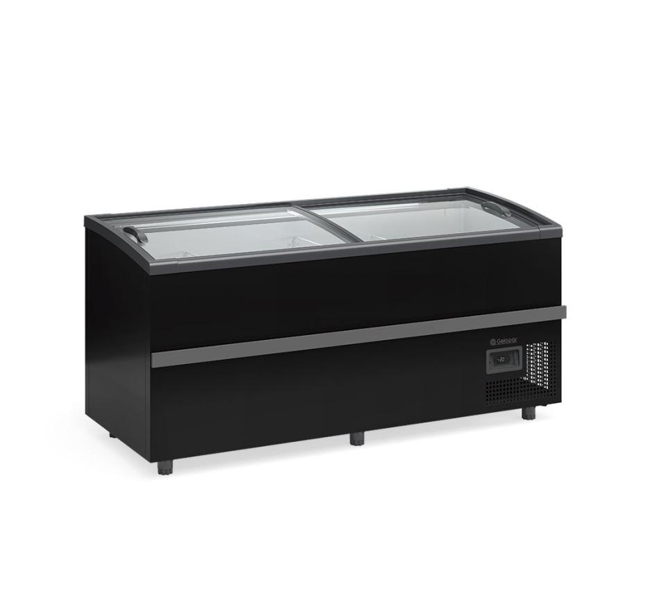 Ilha Para Congelados Vidro Curvo 1,90m Gelopar GISM 190/PR Dupla Ação Bivolt Inverter