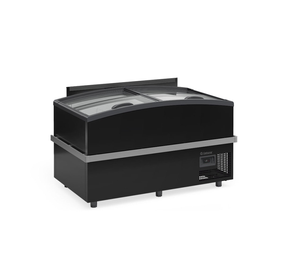 Ilha Para Congelados Vidro Curvo 1,50m Gelopar GISM 150/PR Dupla Ação Bivolt Inverter