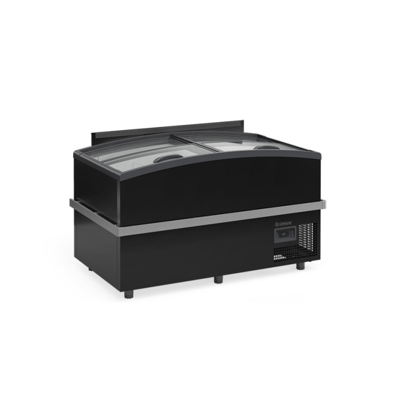Ilha Para Congelados Vidro Curvo 1,50m Gelopar GISM 150/PR Dupla Ação Bivolt Inverter