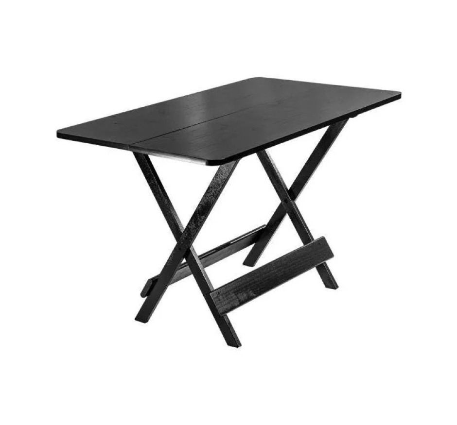 Mesa de Madeira Dobrável Preta 120x70cm Maplan