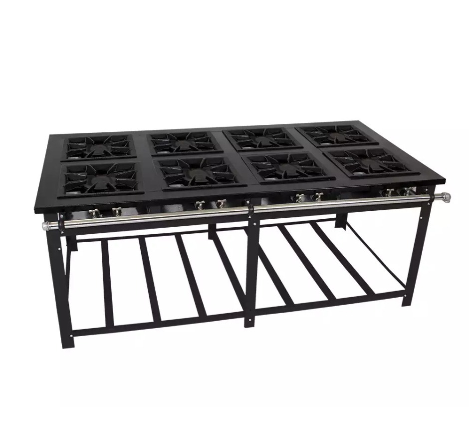Fogão Industrial Lateral 8 Bocas Duplas Baixa Pressão 40x40 Venâncio M8