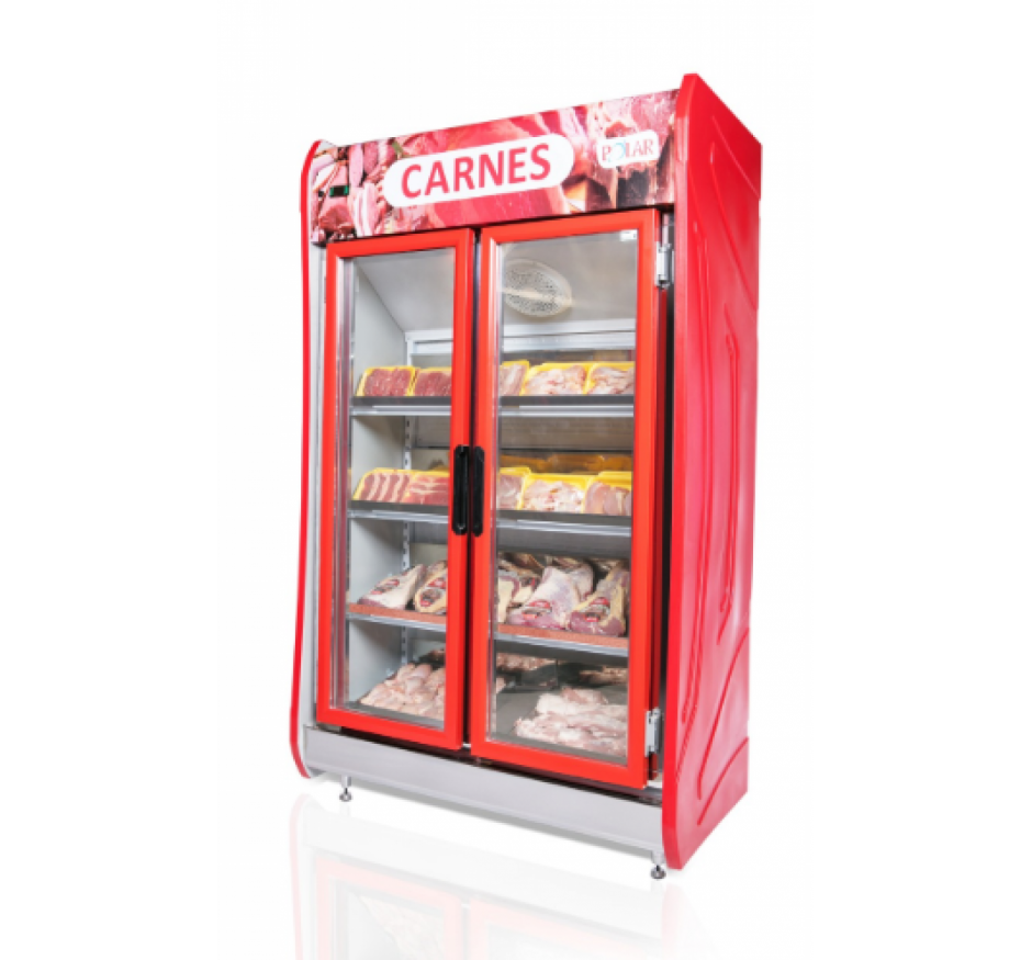 Expositor Vertical 02 Portas Para Carnes Polar MASPC-125 Vermelho 127v