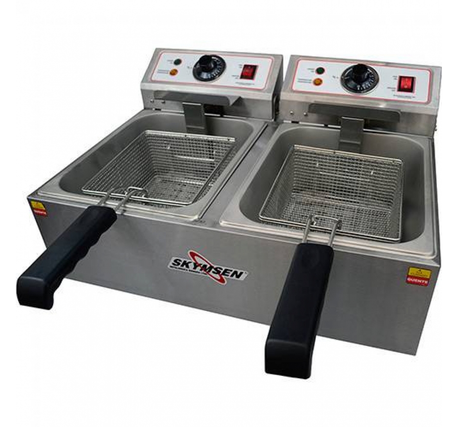 Fritadeira Elétrica 2 Cubas 5 Litros Cada Skymsen Inox  Fed-20-N-220v