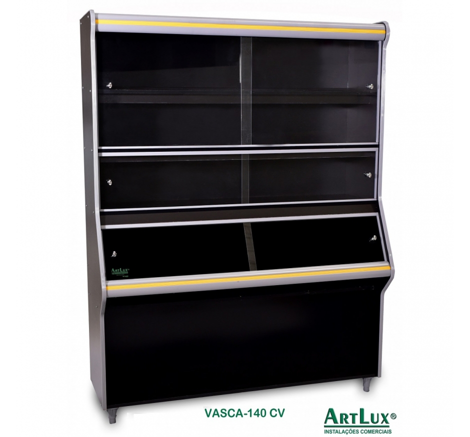Vitrine De Padaria Vasca Artlux 1,40m Preto Linha Dark
