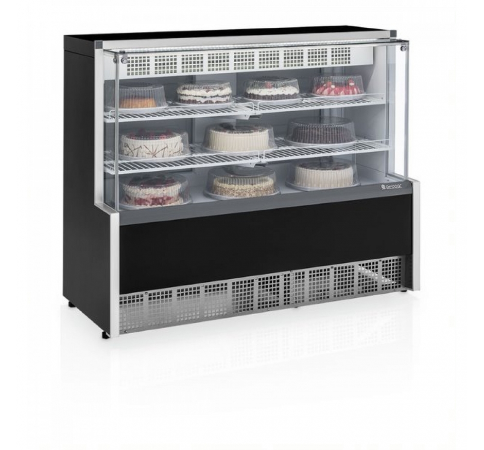 Vitrine Refrigerada Gelopar Dupla Função 1,40M Preto Vidro Reto GPEA-140R PR 127v