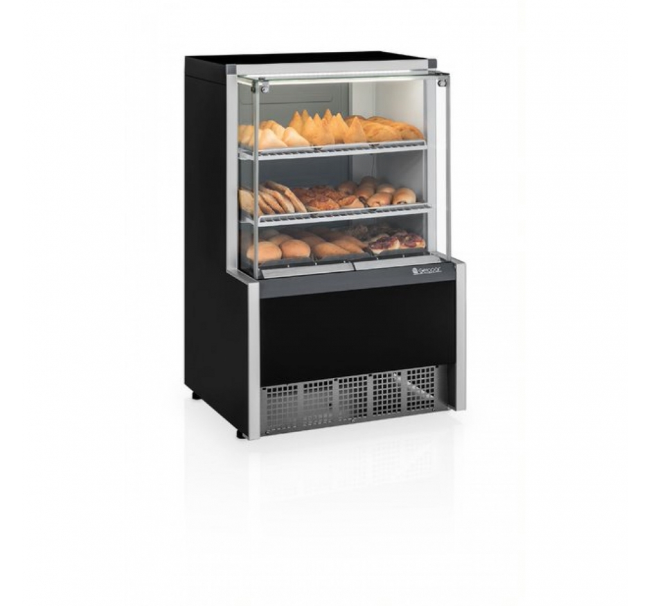 Vitrine Estufa 0,75cm Gelopar Linha Aurora Vidro Reto Preta- MEQA-075R PR-220v