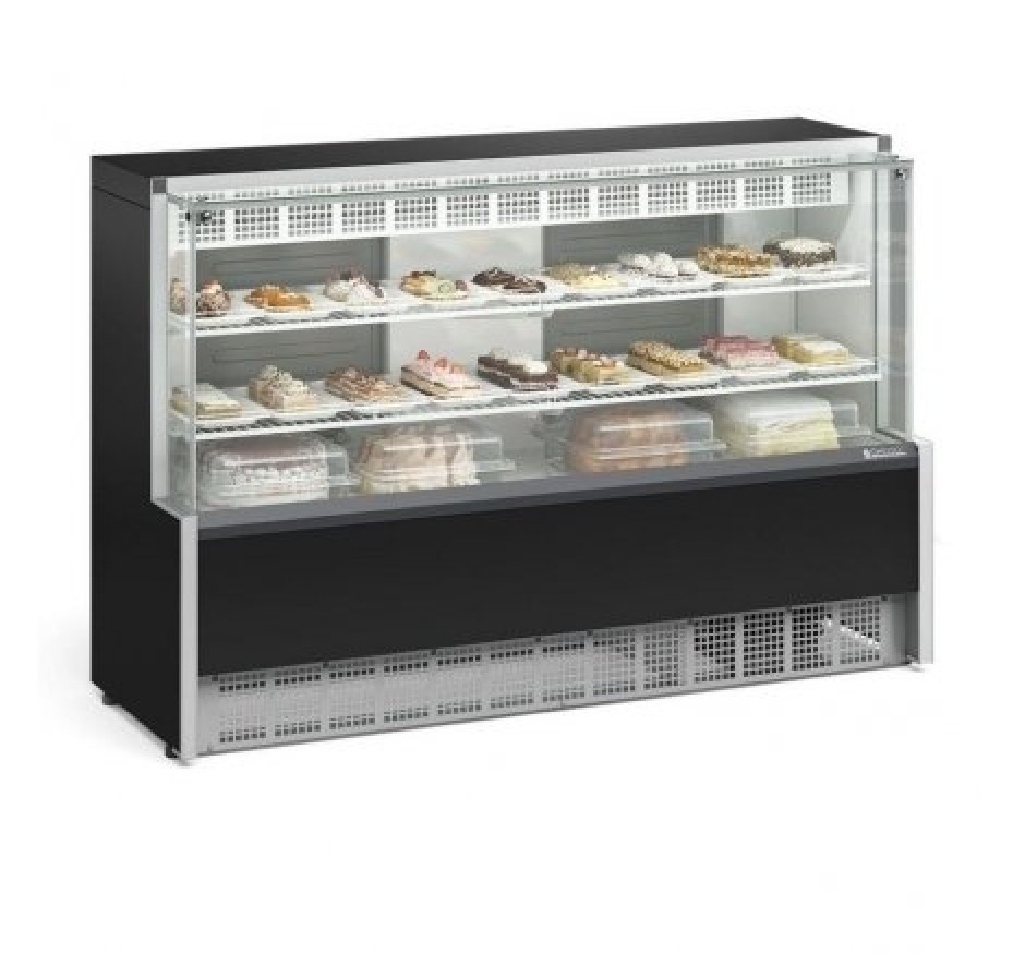 Vitrine Refrigerada Gelopar Dupla Função 1,75M Preto Vidro Reto GPEA-175R PR 127v