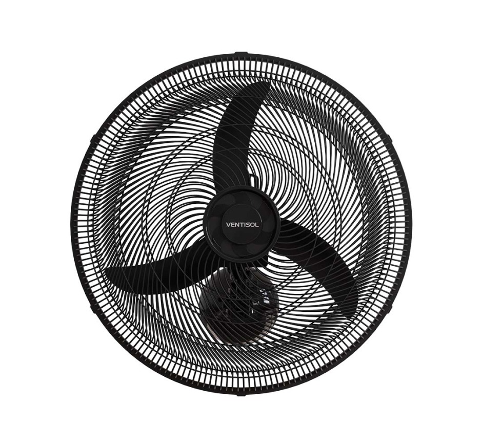 Ventilador de Parede Preto 50cm New Plástico 130W Ventisol 220V
