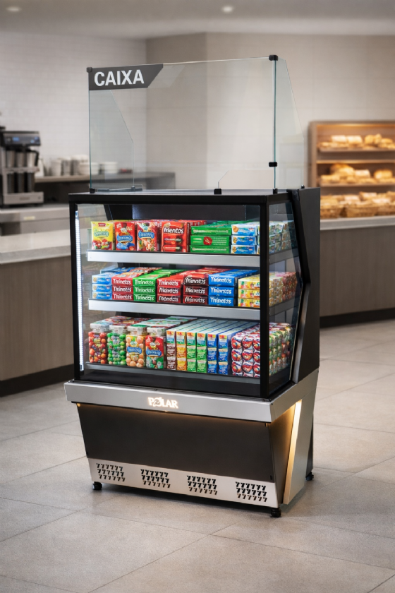 Vitrine Natural Caixa 0,80CM Polar Preto Linha 7 L7CX-0802 220v