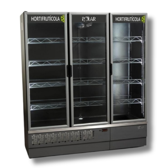 Expositor Vertical 03 Portas 1,70M Hortifrutícola Polar EVPV-170 220v