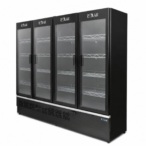 Expositor Vertical Refrigerado Polar 2,30M 4 Portas All Black Infinite EVPI230 220V