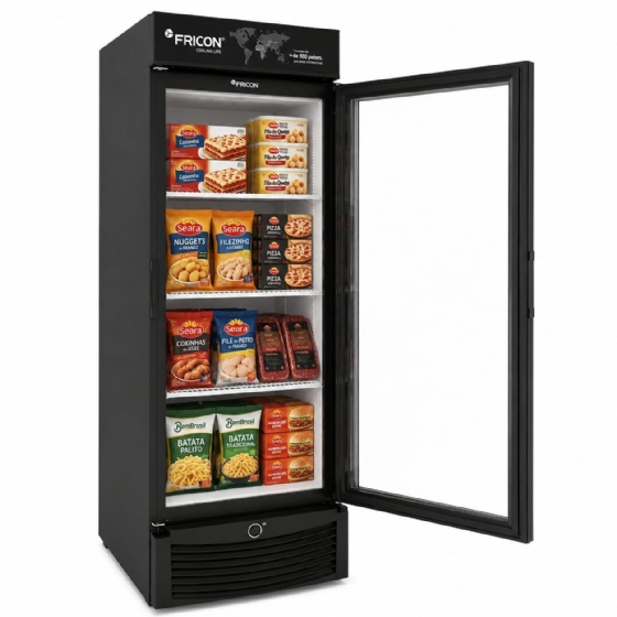 Freezer Vertical Tripla Ação 569 Litros Fricon Porta De Vidro Preto VCET 569V 220v