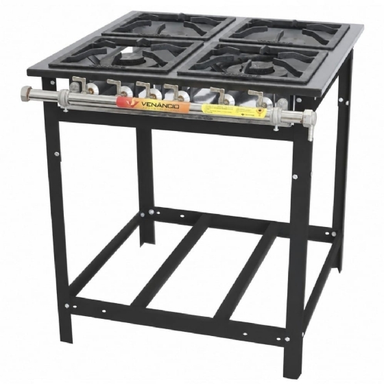 Fogão Industrial 4 Bocas 2QS/2QD 30x30 Linha Extra Baixa Pressão Venâncio E4