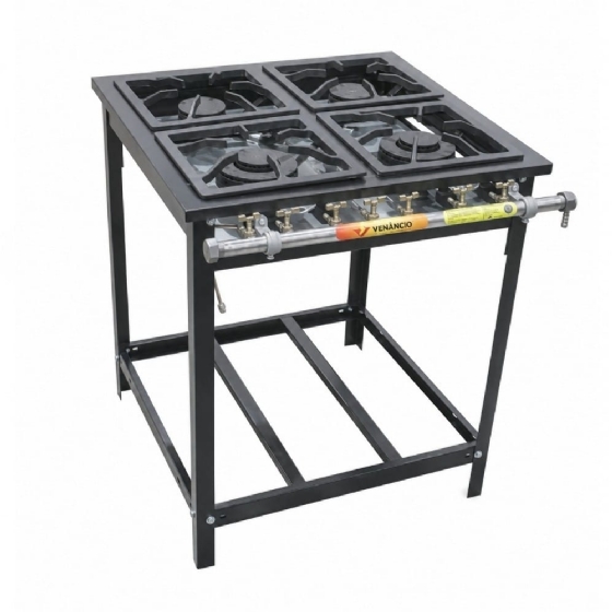 Fogão Industrial 4 Bocas 2QS/2QD 30x30 Linha Extra Baixa Pressão Venâncio E4