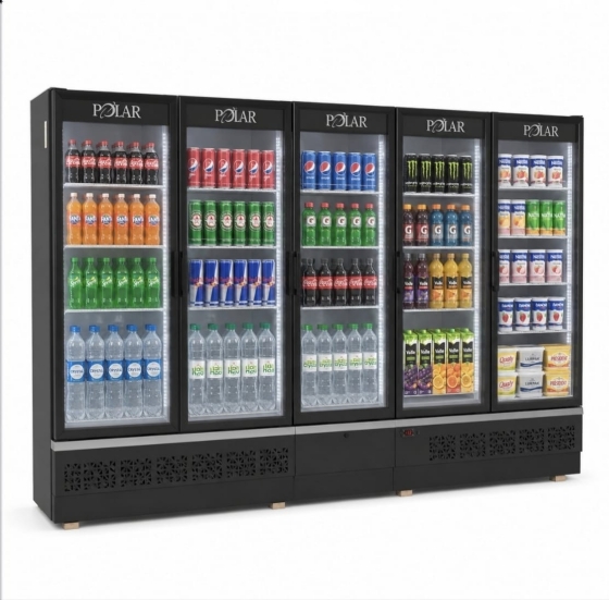 Expositor Vertical Refrigerado Polar 2,85M 5 Portas All Black Infinite EVPI285 220V