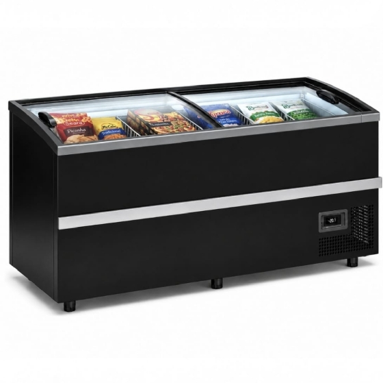 Ilha Para Congelados Vidro Curvo 1,90m Gelopar GISM 190/PR Dupla Ação Bivolt Inverter