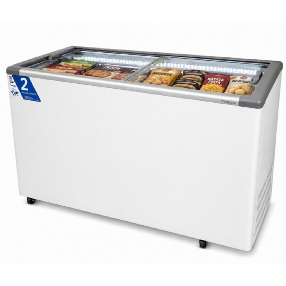 Freezer Horizontal Expositor Fricon Tampa de Vidro com Iluminação em Led 411L HCEB411-2V300-220V