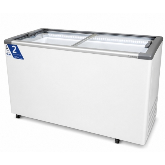 Freezer Horizontal Expositor Fricon Tampa de Vidro com Iluminação em Led 411L HCEB411-2V300-220V