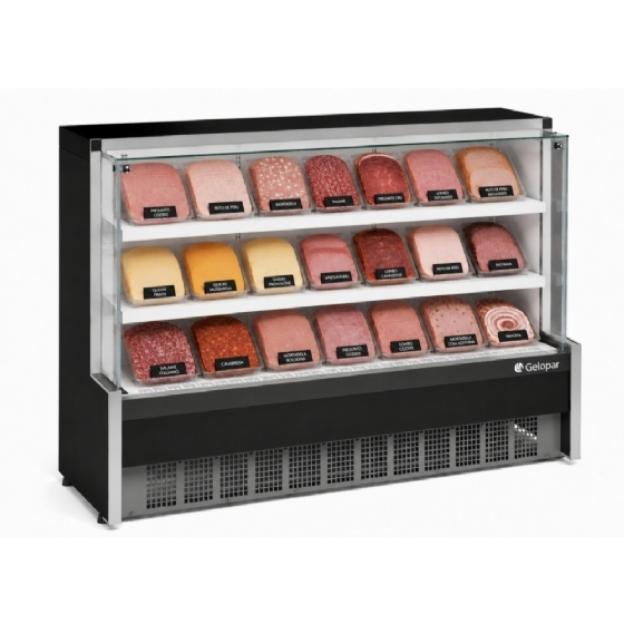 Balcão Refrigerado Vidro Reto 1,75M 2 Placas Frias Gelopar GPDA-175R PR 220v