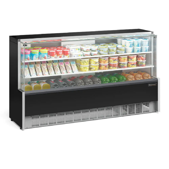 Balcão Refrigerado Vidro Reto 2,05M 2 Placas Frias Gelopar GPDA-205R PR 220v
