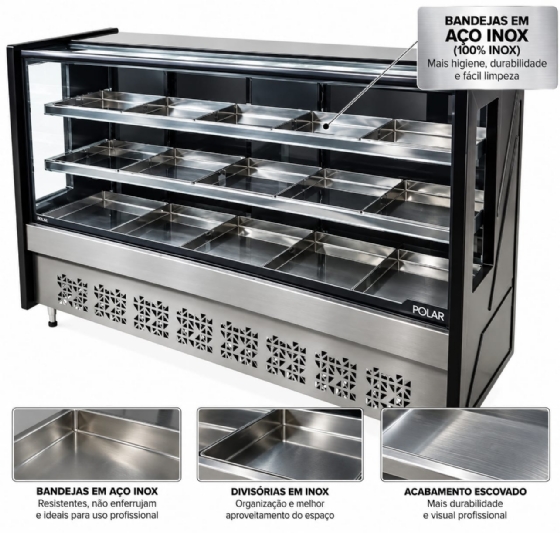Balcão de Açougue Polar Avícola Standard Platinum 1.75M  Preto 220V - PECAV 175