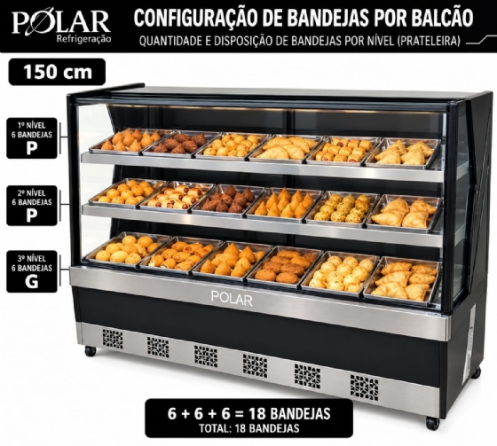 Vitrine Estufa Polar 1,50M Preto Linha 7 L7VE-1501 127v