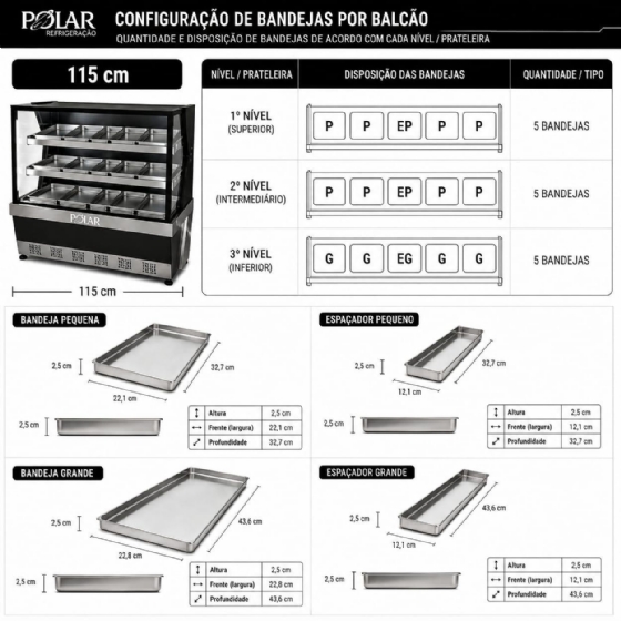 Vitrine Estufa Polar 1,15M Preto Linha 7 L7VE-1151 127v