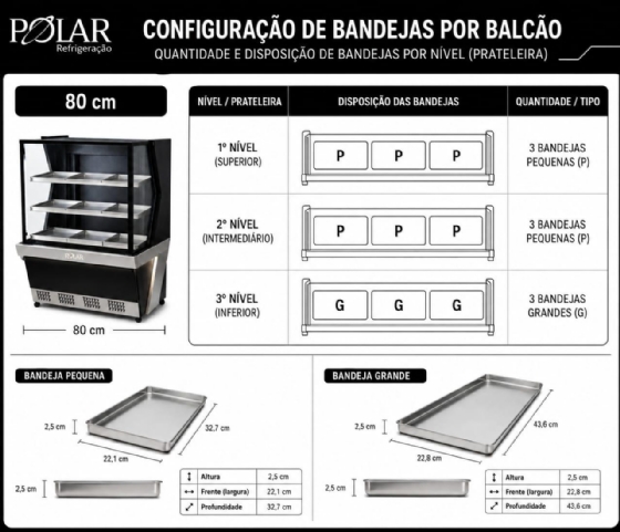 Vitrine Estufa Polar 0,80CM Preto Linha 7 L7VE-0802 220v