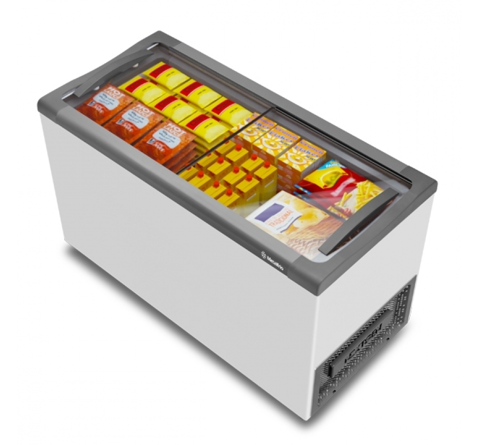 Freezer Horizontal  Metalfrio 388 Litros  Tampa De Vidro Supra Branco NF40SB- 220V