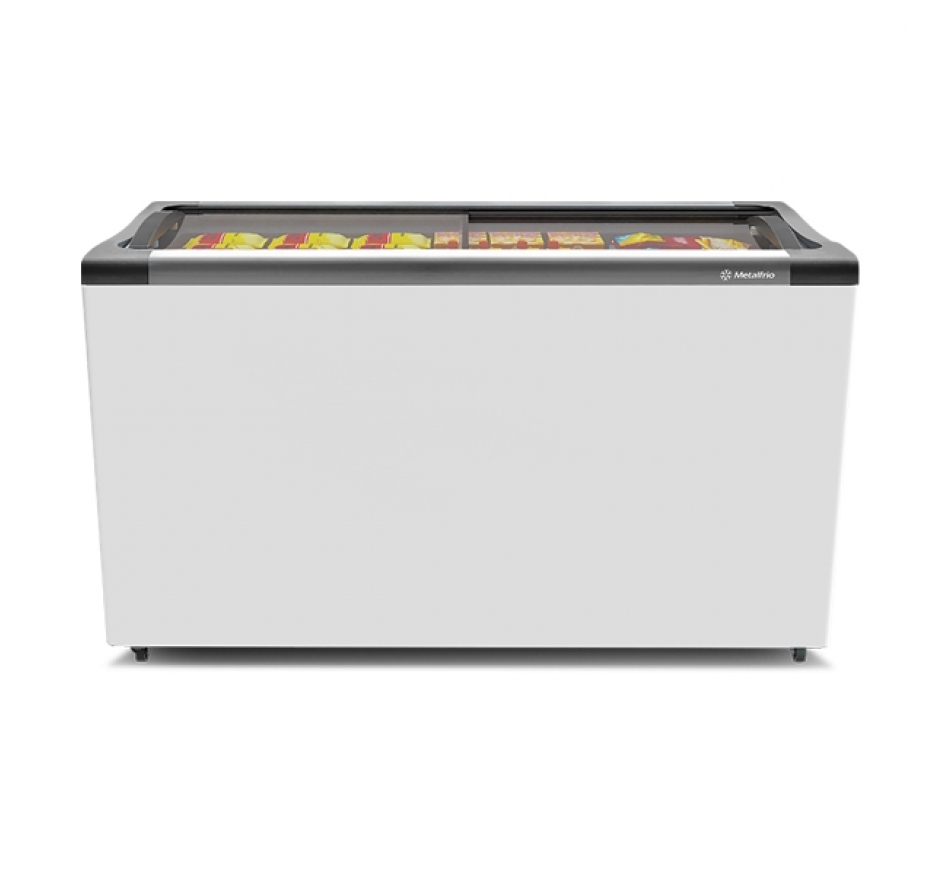 Freezer Horizontal  Metalfrio 388 Litros  Tampa De Vidro Supra Branco NF40SB- 220V