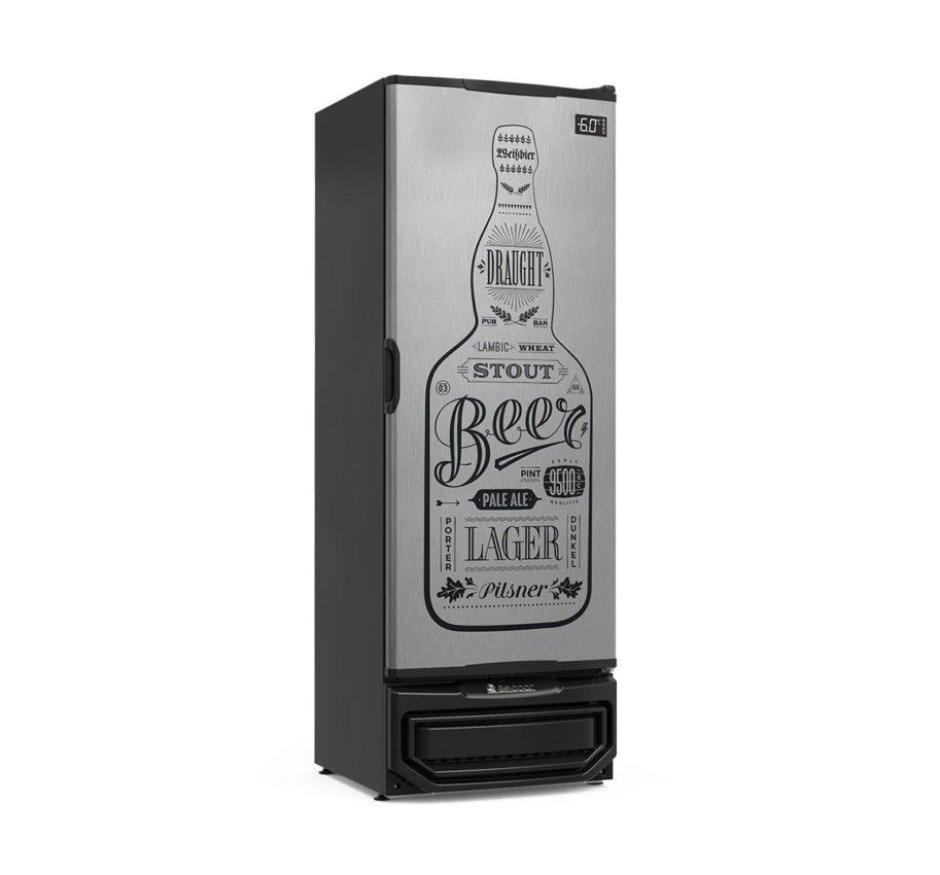 Cervejeira Gelopar 410 Litros Porta Cega Adesivada Tipo Inox Preta GRBA-400 GW TI-220v