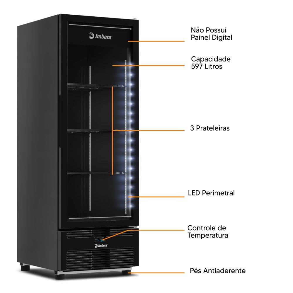 Freezer Vertical Imbera Tripla Ação 597 Litros Porta de Vidro Full Black EVZ21 MAX 220V