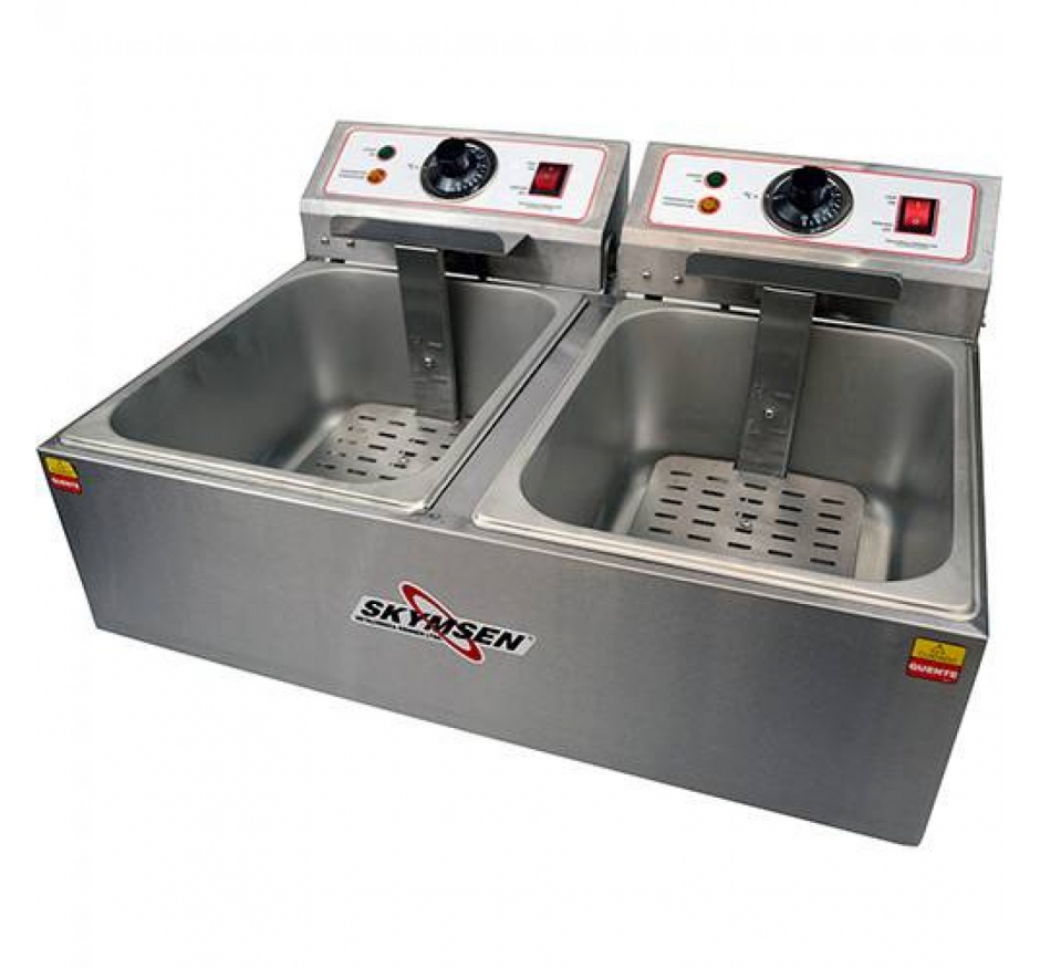 Fritadeira Elétrica 2 Cubas 5 Litros Cada Skymsen Inox  Fed-20-N-220v