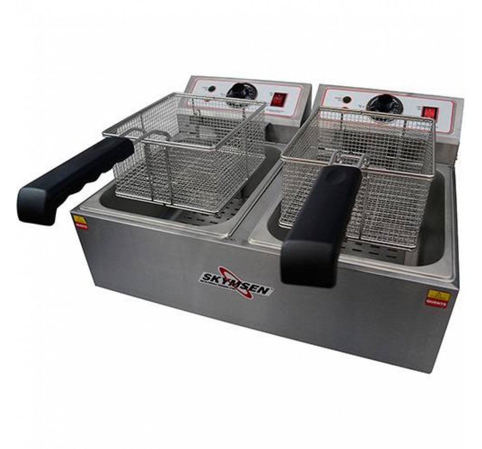 Fritadeira Elétrica 2 Cubas 5 Litros Cada Skymsen Inox  Fed-20-N-220v