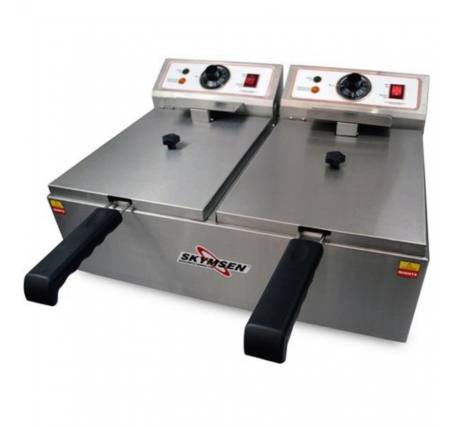 Fritadeira Elétrica 2 Cubas 5 Litros Cada Skymsen Inox  Fed-20-N-220v