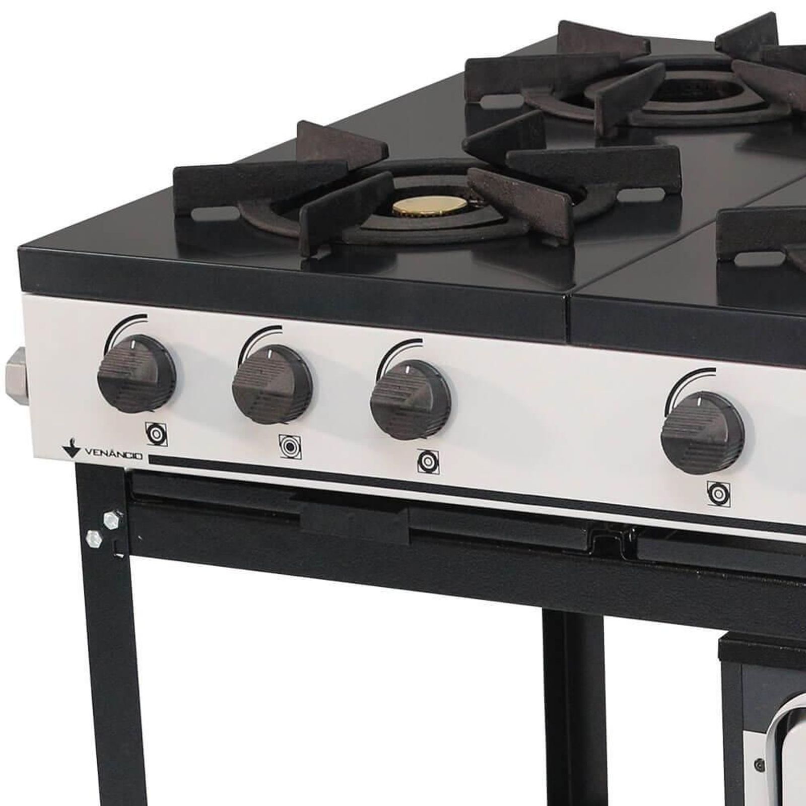 Fogão Bravo Industrial Venâncio 6 Bocas Com Forno Baixa Pressão Grafite BR6BF